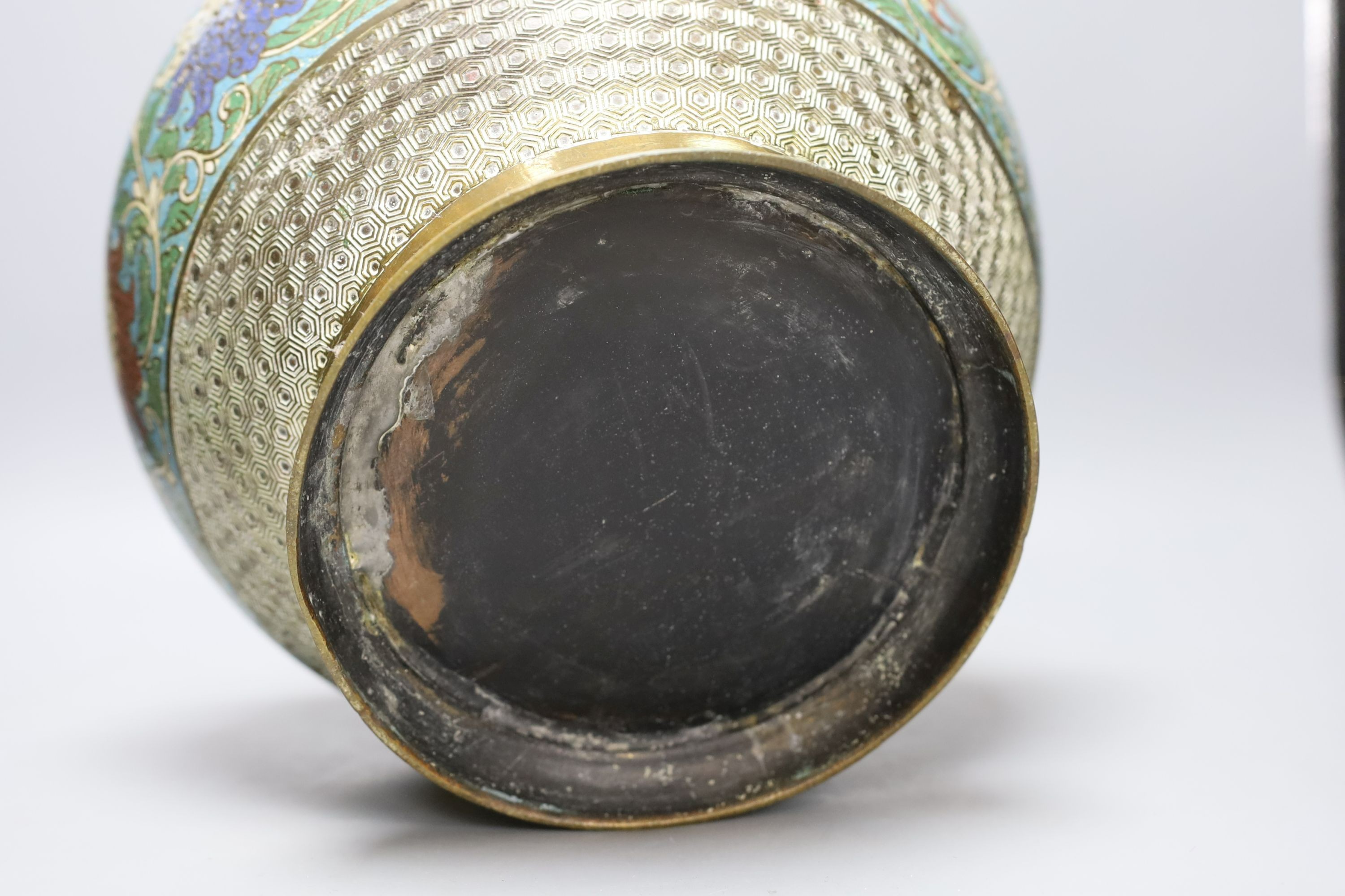 A Japanese champleve enamel and bronze jardiniere, 22cm